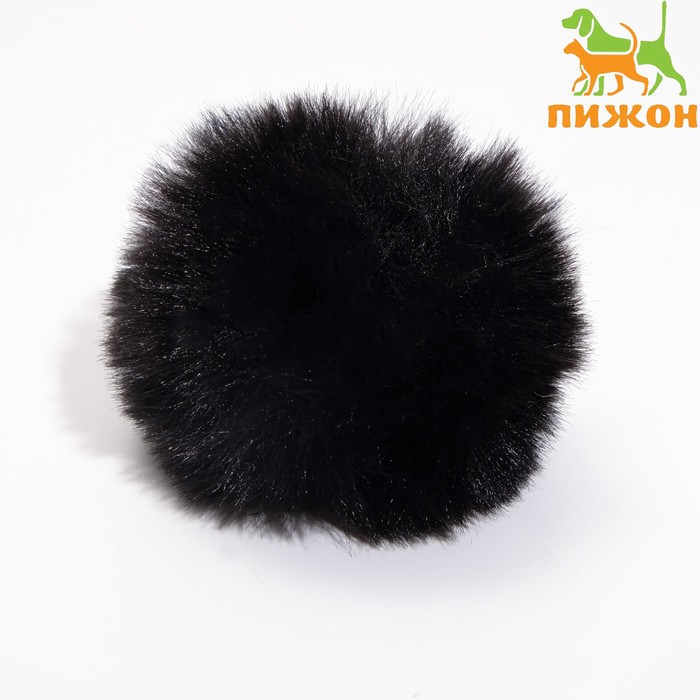 Игрушка для кошек "Меховой шарик",  искусственный мех, 5 см, чёрная - Фото 1