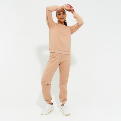 Костюм женский (свитшот, брюки) MINAKU: Casual Collection, размер 44, бежевый