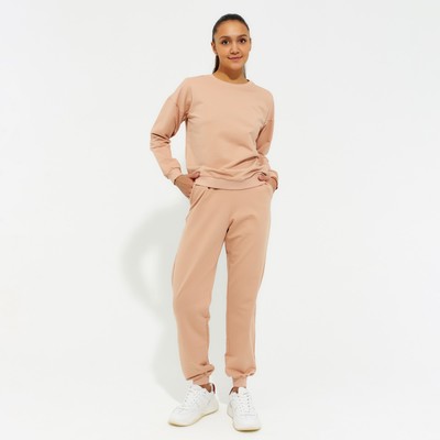 Костюм женский (свитшот, брюки) MINAKU: Casual Collection, размер 44, бежевый