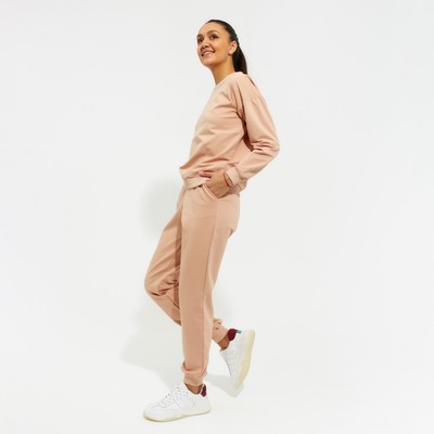 Костюм женский (свитшот, брюки) MINAKU: Casual Collection, размер 44, бежевый