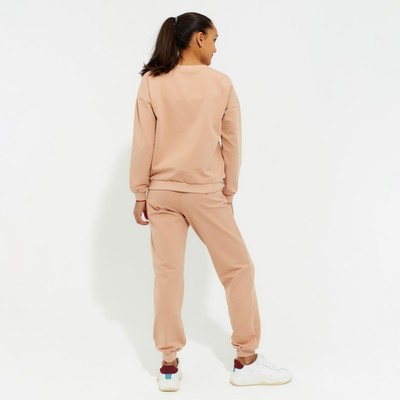Костюм женский (свитшот, брюки) MINAKU: Casual Collection, размер 44, бежевый