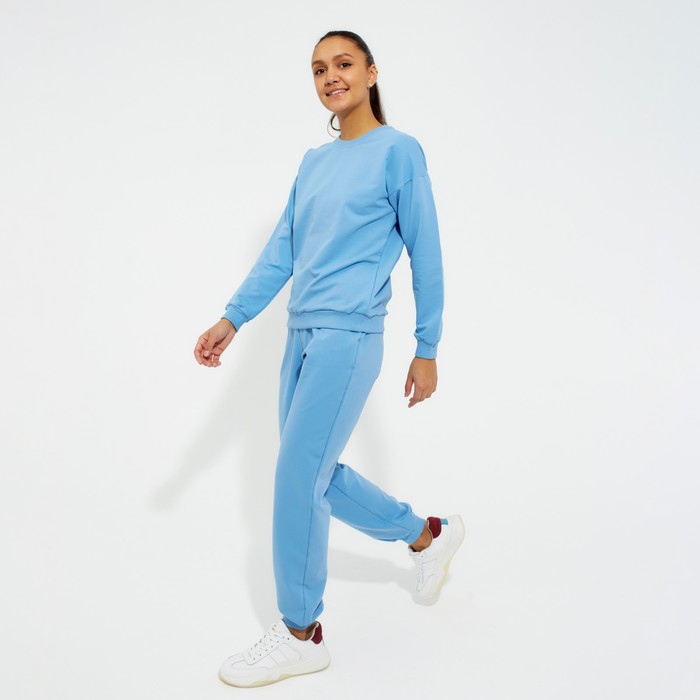 Костюм женский (свитшот, брюки) MINAKU: Casual Collection, размер 42, голубой