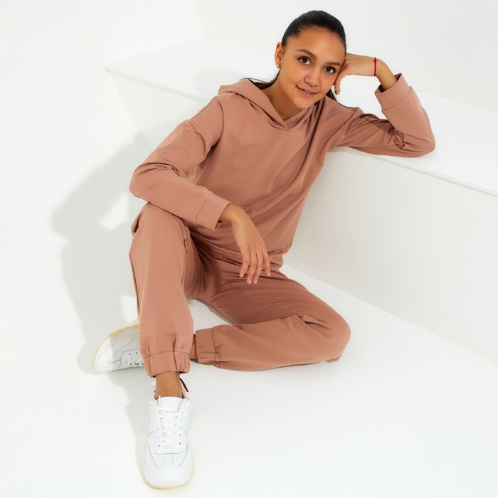 Костюм женский (худи, брюки) MINAKU: Casual Collection цвет песочный, размер 42