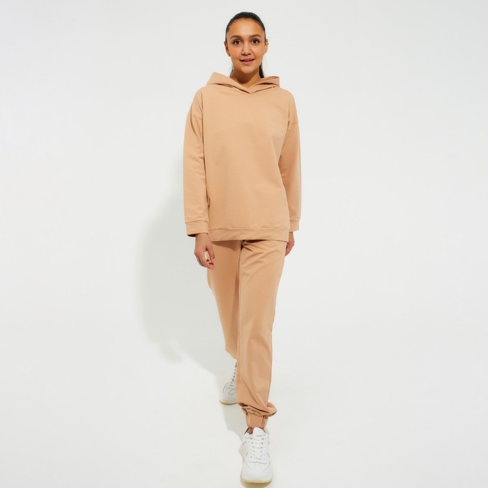 Костюм женский (худи, брюки) MINAKU: Casual Collection цвет бежевый, размер 46 53353
