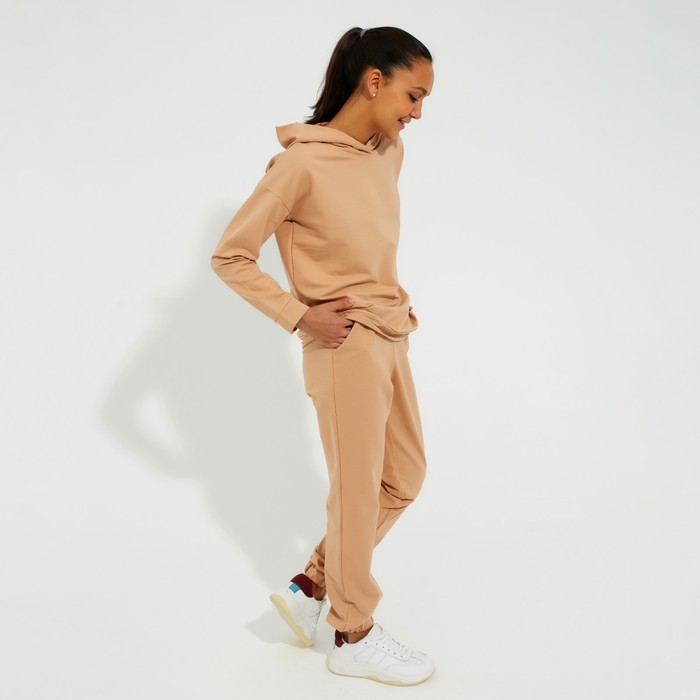 Костюм женский (худи, брюки) MINAKU: Casual Collection цвет бежевый, размер 46 53353