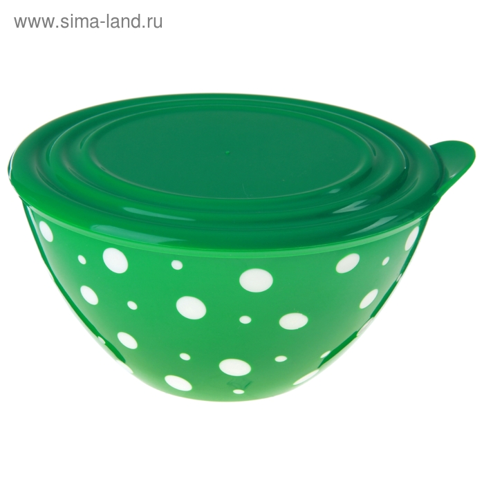 Салатник с крышкой 1,45 л «Горошек», цвет бело-зеленый - Фото 1