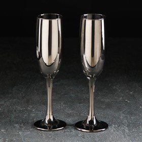 Набор бокалов стеклянных для шампанского Доляна «Кьянти», 170 мл, 2 шт, цвет серый