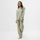 Пижама женская (рубашка и брюки) KAFTAN "Basic" размер 48-50, цвет зелёный - фото 1515470