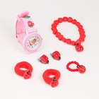 Детский подарочный набор для девочек 7 в 1: наручные часы, браслет, кольцо, 2 резинки, клипсы 718294 - Фото 2