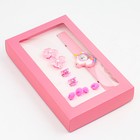Детский подарочный набор для девочек "Единорожка" 10 в 1: наручные часы, 7 резинок, 2 крабика 718295 - фото 6564261