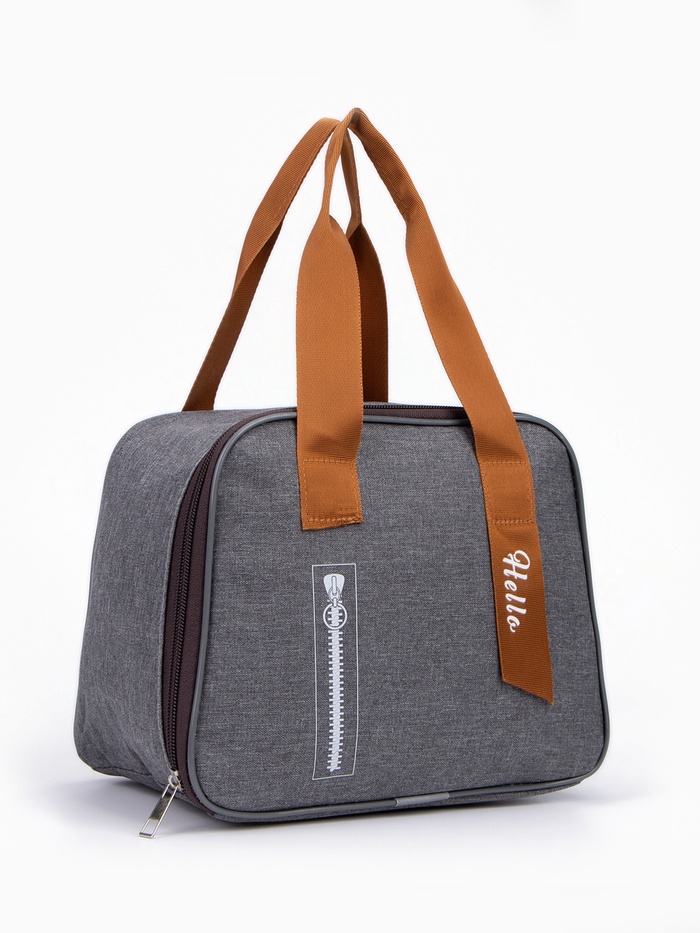 Термосумка на молнии 7 л, серая - Фото 1