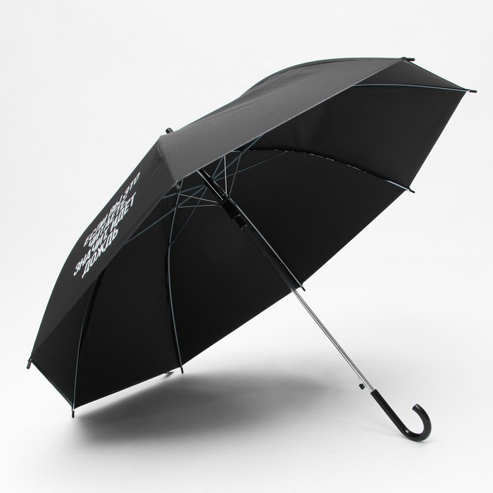 Зонть-трость "Если вы это читаете, идёт дождь", 8 спиц, d = 91 см, цвет чёрный - фото 1885330589