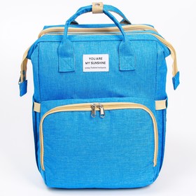 Сумка рюкзак для мамы и малыша с пеленальным ковриком, цвет голубой
