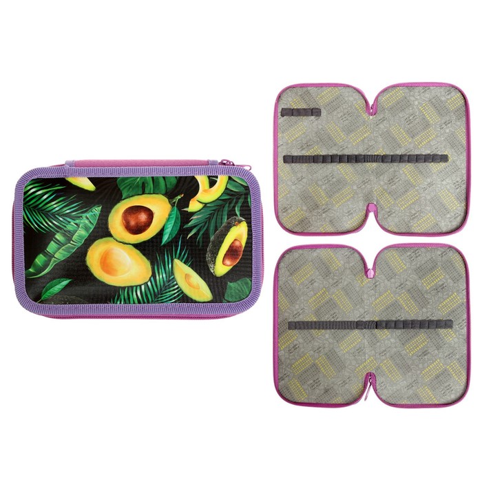 Пенал школьный, 2 секции, 12.5×20.5×4 см «Авокадо» - Фото 1