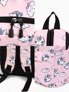 Рюкзак молодёжный на молнии, 3 наружных кармана, поясная сумка, розовый - Фото 2