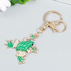 Брелок металл с карабином, эмаль, стразы "Зелёная лягушка" 11,2х6,2 см - фото 804769422