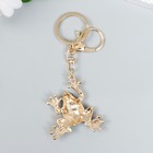 Брелок металл с карабином, эмаль, стразы "Зелёная лягушка" 11,2х6,2 см - фото 804769423