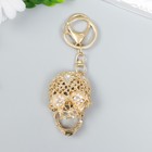 Брелок металл с карабином, эмаль, стразы "Ажурный череп" 11,6х3,7 см - фото 62097040