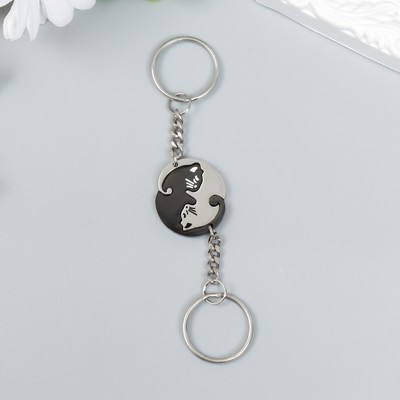 Брелок металл 2в1 "Инь-ян - два котёнка" 7х2 см