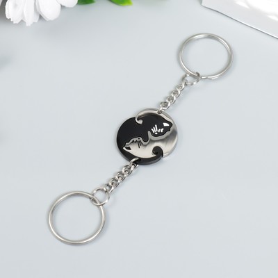 Брелок металл 2в1 "Инь-ян - два котёнка" 7х2 см