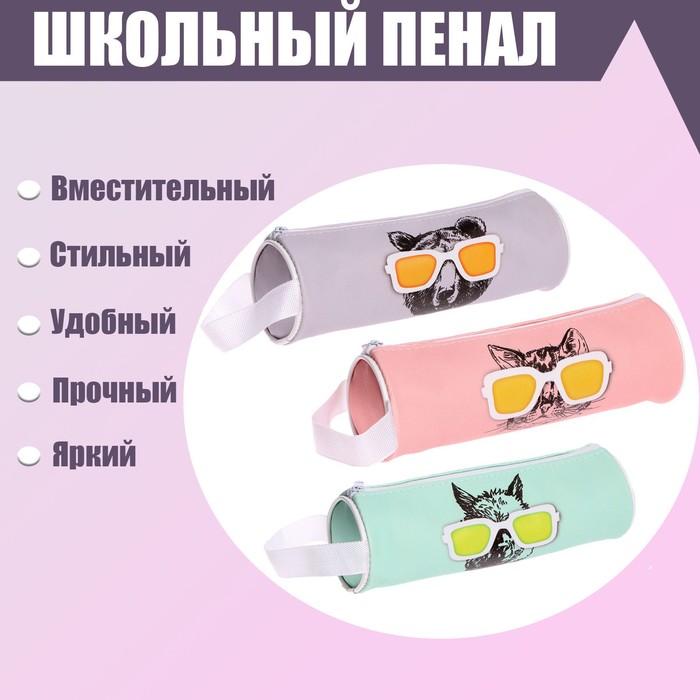 Пенал-тубус школьный на молнии, МИКС - Фото 1
