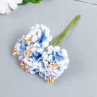 Цветы для декорирования "Пион Лоллипоп" 1 букет=6 цветов бело-голубой 9 см - Фото 2