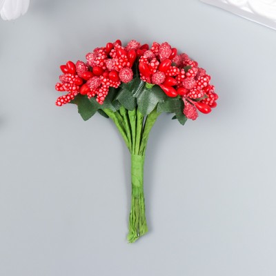 Цветы для декорирования "Соцветие" красный 1 букет=12 цветов 8,5 см