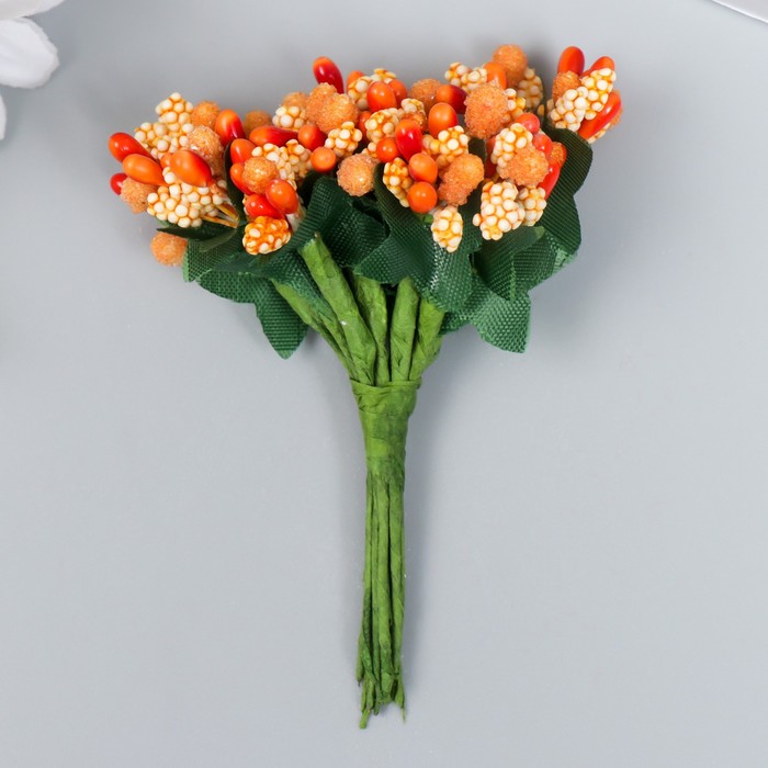 Цветы для декорирования "Соцветие" апельсин 1 букет=12 цветов 8,5 см