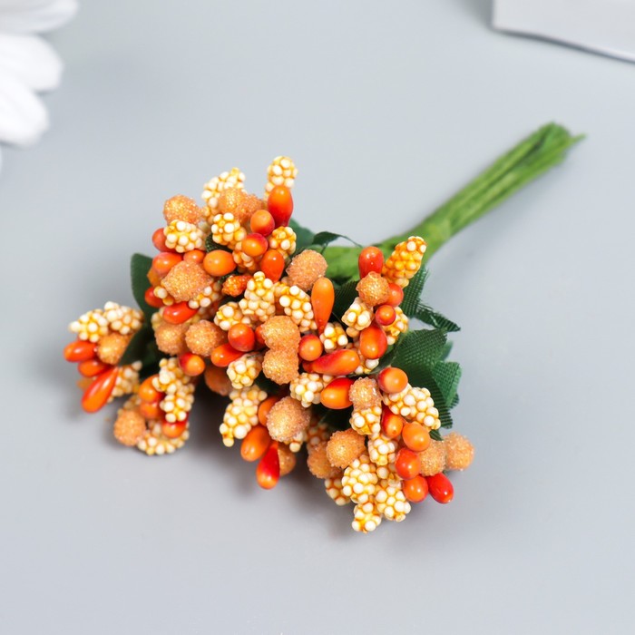 Цветы для декорирования "Соцветие" апельсин 1 букет=12 цветов 8,5 см - фото 1911698852