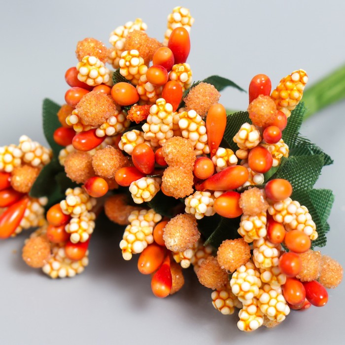 Цветы для декорирования "Соцветие" апельсин 1 букет=12 цветов 8,5 см - фото 1911698853