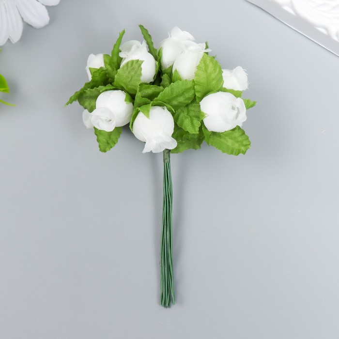Цветы для декорирования "Роза Бланка" белая 1 букет=12 цветов 10 см