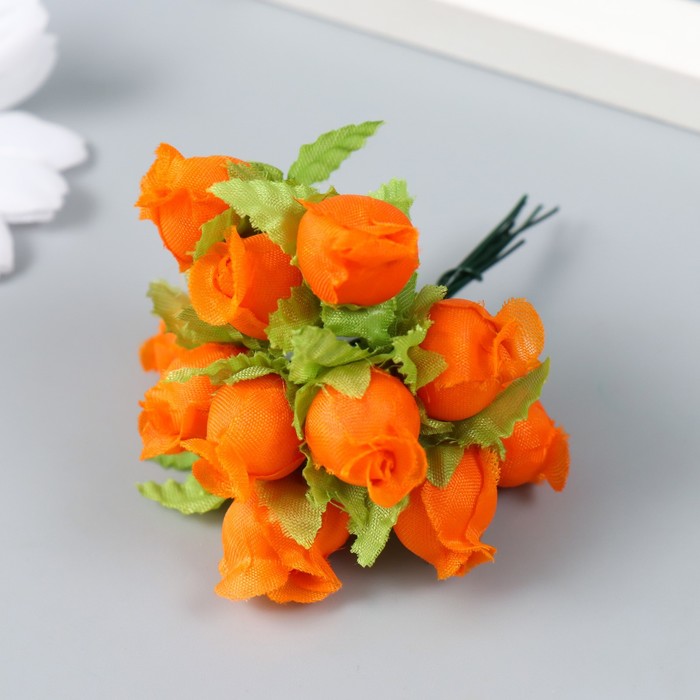 Цветы для декорирования "Роза Бланка" оранжевая 1 букет=12 цветов 10 см - фото 1911698864