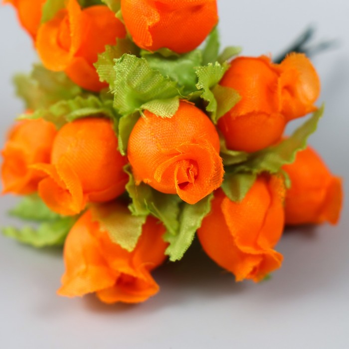Цветы для декорирования "Роза Бланка" оранжевая 1 букет=12 цветов 10 см - фото 1911698865
