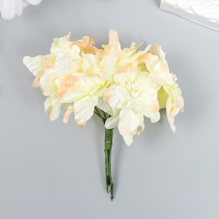 Цветы для декорирования "Садовая лилия" кремово-розовая 1 букет=6 цветов 10 см - Фото 1