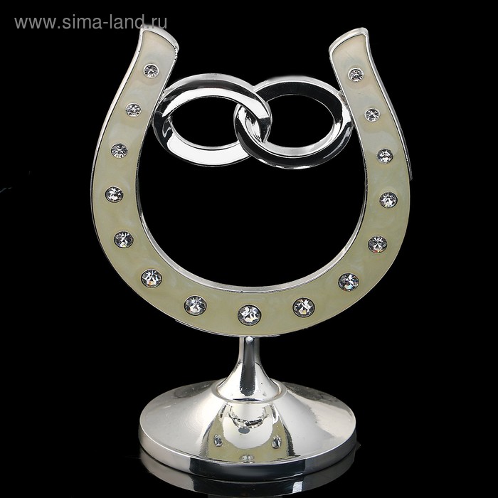 Сувенир «Подкова», с обручальными кольцами, 10×7×14 см, с кристаллами - Фото 1