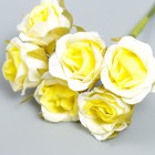 Цветы для декорирования "Роза Амадеус" жёлтый 2 оттенка 1 букет=6 цветов 10 см - Фото 3