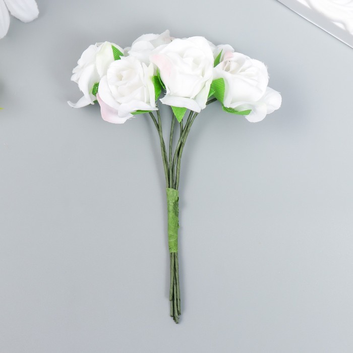 Цветы для декорирования "Роза Вестерленд" молочно-белый 1 букет=6 цветов 10 см - Фото 1