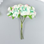 Цветы для декорирования "Колерия молочно-зелёная" с жемчужинкой и стразой 1 букет=6 цветов - Фото 1