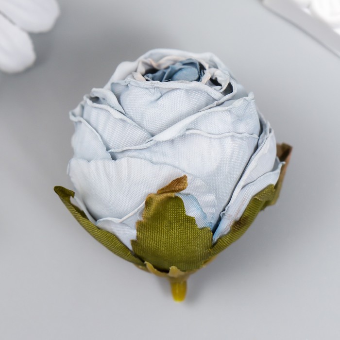 Бутон на ножке для декорирования "Пионовидная роза голубая" 4х5 см - Фото 1