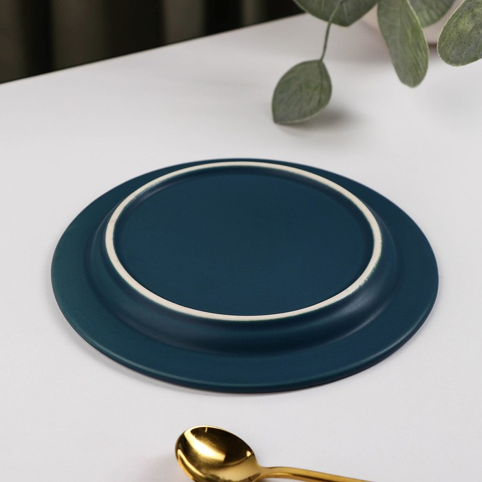 Тарелка керамическая пирожковая «Морская гладь», d=15,5 см, цвет синий - фото 1908859285