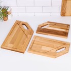 Набор досок разделочных Дарим Красиво «Угловая ручка», 3 шт., 38×22×1.8 см, 34×20×1.8 см, 30×18×1.8 см, на подставке, дерево - Фото 3