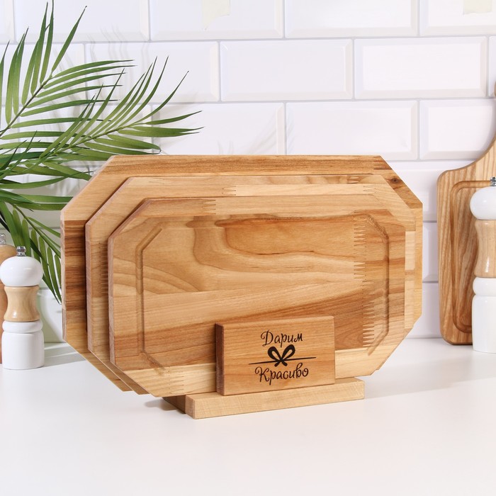 Набор досок разделочных Дарим Красиво «Гайка», 3 шт., 38×22×1.8 см, 34×20×1.8 см, 30×18×1.8 см, дерево - Фото 1