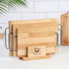 Набор досок разделочных Дарим Красиво «Прямоугольник», 3 шт., металлическая ручка, подставка, 39×23×2 см, 33×20×1.8 см, 28×18 см, дерево - Фото 7
