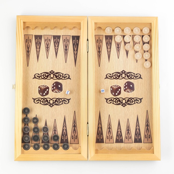 Нарды "Хозяин тайги", деревянная доска 40 x 40 см, с полем для игры в шашки - фото 1908859411