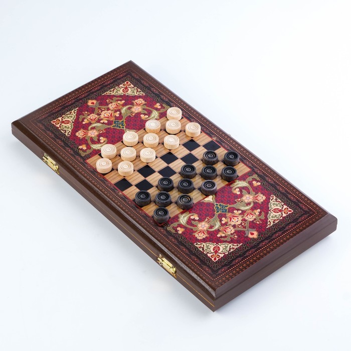 Нарды "Восточный узор", деревянная доска 40 x 40 см, с полем для игры в шашки - фото 1908859424