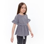 Джемпер (футболка) для девочки, цвет белый/серый, рост 110 см - фото 9636480
