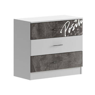 Комод напольный для вещей «Вега Позитив», 3 ящика, 800×400×726 мм, цвет белый/бетон тёмный