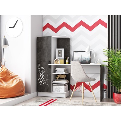 Стол компьютерный «Вега Позитив №1», 1450×500×1350 мм, цвет белый/бетон тёмный