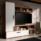 Гостиная Мини, 1500×440×1520 мм, белый глянец/дуб крафт - Фото 1