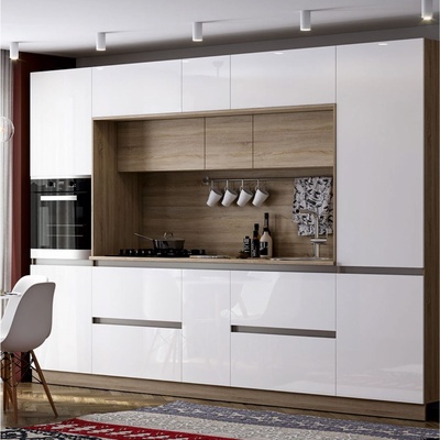 Кухонный гарнитур трёхуровневый в потолок «Карина», 3250 мм, цвет белый глянец/соно